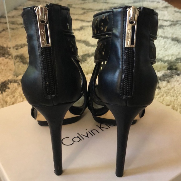 Calvin Klein Black Multi Strap Heels Pumps - Picture 5 of 8